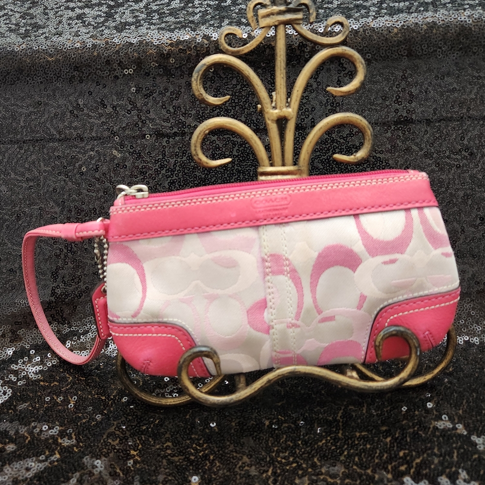 Coach Pink and Cream Wristlet